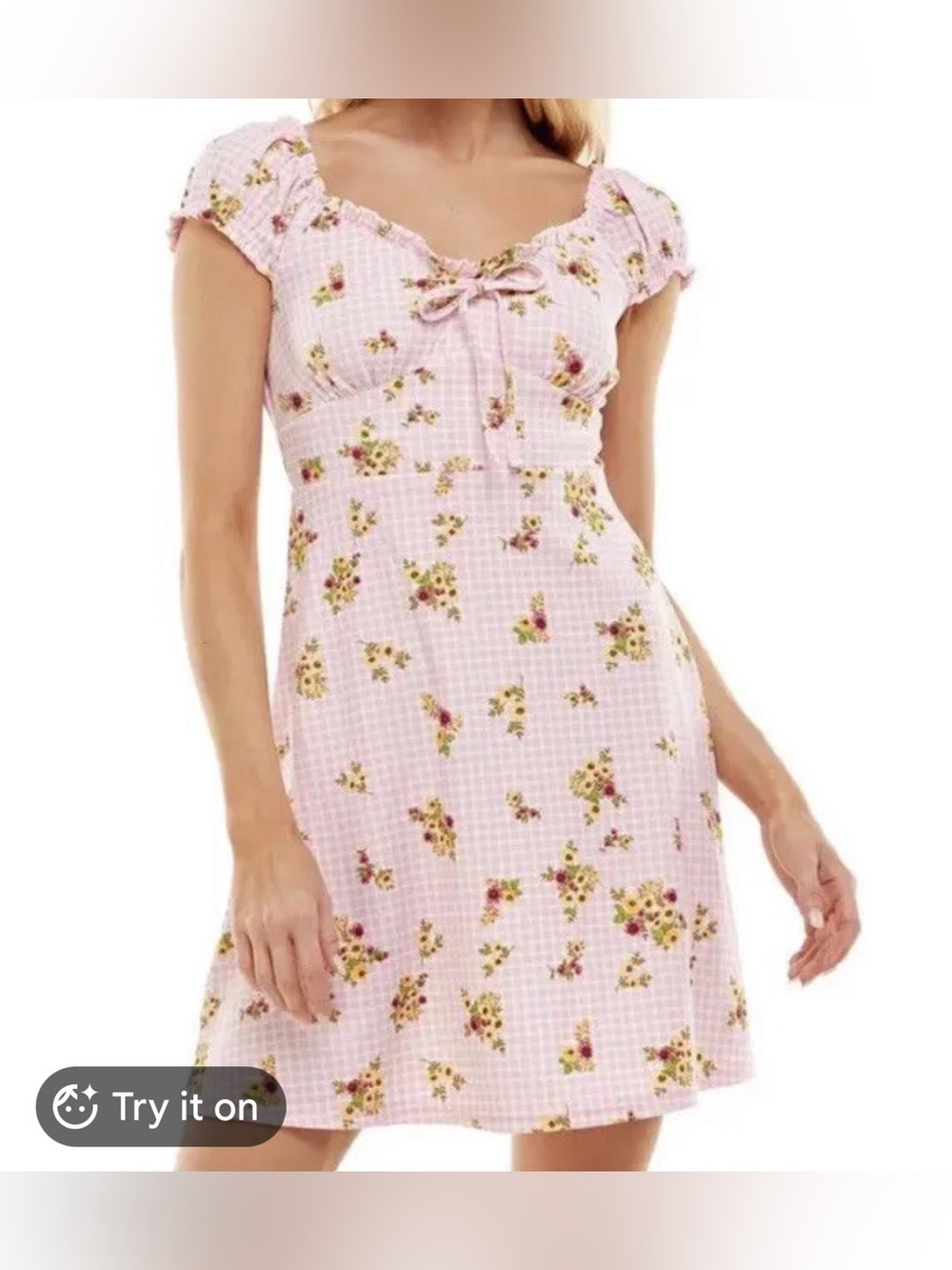 Ultra Flirt Y2K Pink Floral Ruffle-Strap Coquette Sundress Size XS - Picture 1 of 6